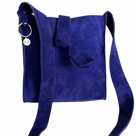 Esprit Handbags - Espirit Plush Blue Suede Messenger Handbag